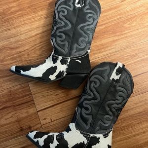 Steve madden cow print cowboy boots 8m